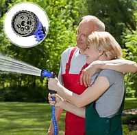 Поливочный универсальный растягивающийся шланг для сада огорода с распылителем для капельного орошения