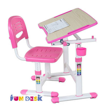 Комплект парта і стілець-трансформери FunDesk Piccolino II Pink, фото 1