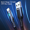 Кабель зарядний Baseus USB Type-А to Type-C USB з індикатором 1м Black (CATUS-B01), фото 3