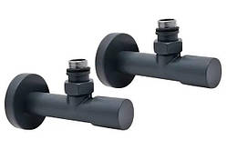 Комплект дизайн кранів Livorno Graphite для радіатора, сушарки для рушників подовжений 1/2" x 1/2” сірий матовий