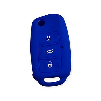 Чохол для ключа Skoda синій