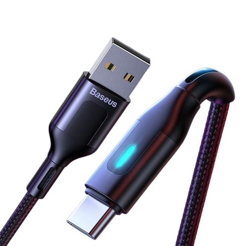 Кабель зарядний Baseus USB Type-А to Type-C USB з індикатором 1м Black (CATUS-B01), фото 1