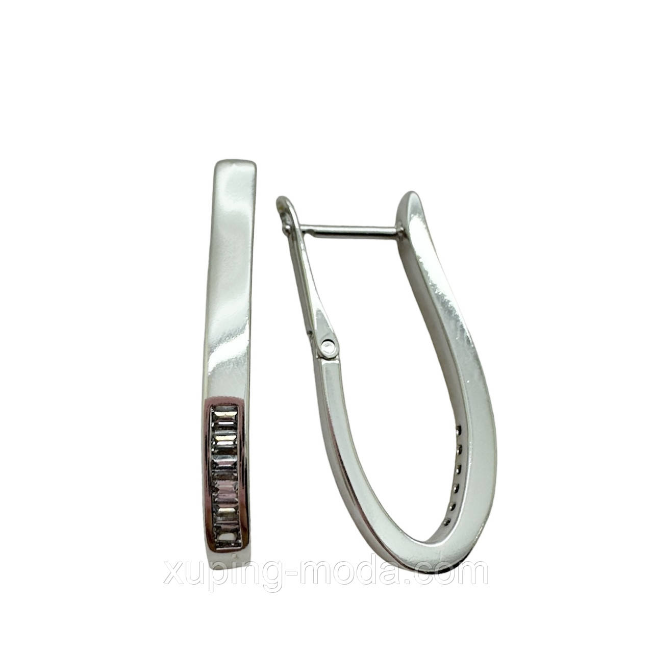 Сережки xuping. 30х2 мм. Родій, фото 1