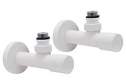 Комплект дизайн кранів Livorno White з для радіатора, сушарки для рушників подовжений 1/2" x 1/2" білий матовий