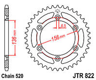 Звезда задняя JT JTR822.52