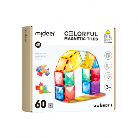 Магнітний конструктор Кольорові плитки (60 деталей) Mideer Toys