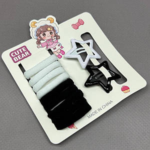 Набір резиночки безшовні 3см - чорно-білий мікс