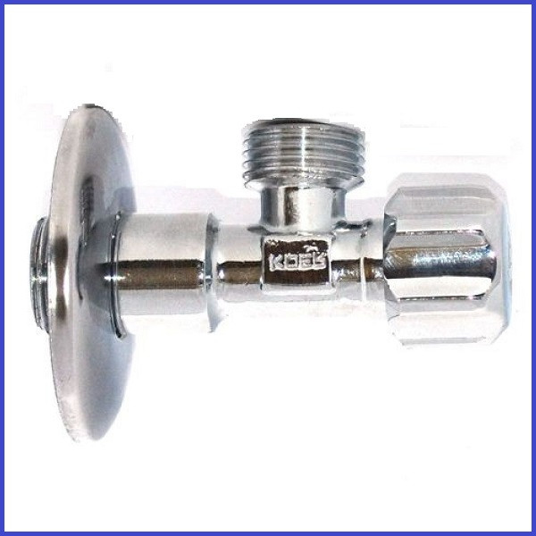 Вентиль запірний для змішувача кутовий 1/2"зв-1/2"зв хром приладовий, фото 1