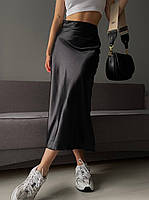 Модная женская юбка повседневная, молодёжная трендовая юбка миди атласная базовая юбка