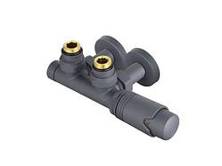 Термостатичний комплект Livorno Graphite для нижнього під'єднання 1/2 50 мм "БІНОКЛЬ" сірий матовий