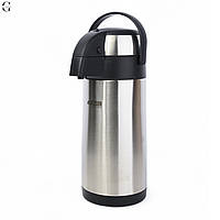 Термос із неіржавкої сталі вакуумний із помпою Black/Steel 3 4