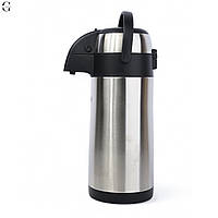 Термос із неіржавкої сталі вакуумний із помпою Black/Steel 3