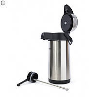 Термос із неіржавкої сталі вакуумний із помпою Black/Steel 3