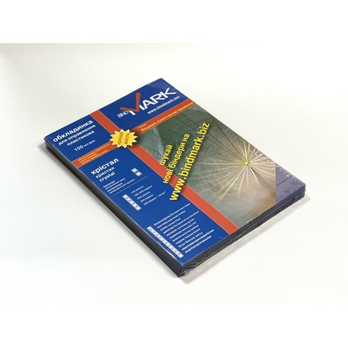 Обкладинки bindMARK Кристал А4, 180 мкн, безбарвлі, ПВХ (100 шт. в уп) (пач.), фото 1