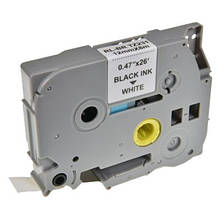 Стрічка для принтера етикеток UKRMARK RL-B-S-T231P-BK/WT, аналог TZES231. підвищеної адгезії 12 мм (900232)