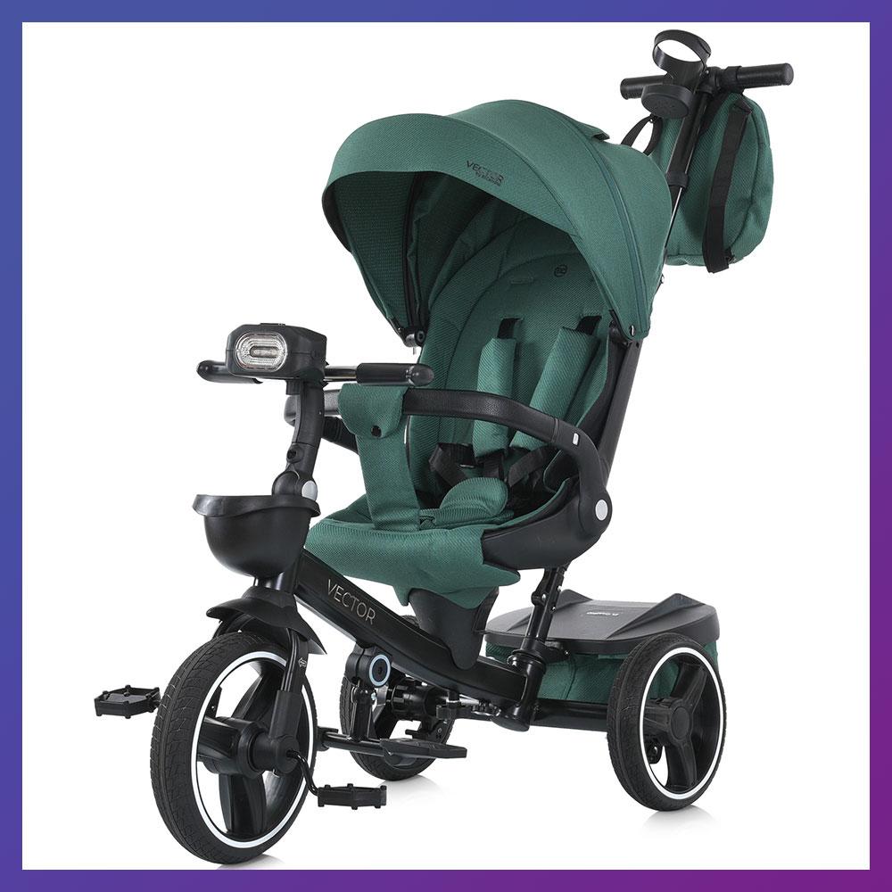 Дитячий триколісний велосипед-коляска El Camino ME 1162 Vector з батьківською ручкою Зелений, фото 1