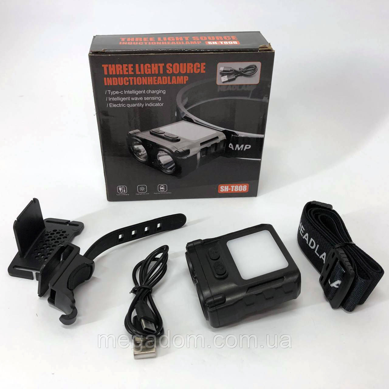 Тактичний ліхтар з червоним світлом на каску SH-T808-2XPE-20SMD-white/red, HL-843 Ліхтарик налобник