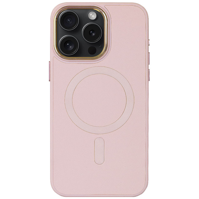 Шкіряний чохол Bonbon Leather Metal Style with MagSafe для Apple iPhone 13 Pro Max (6.7") Рожевий / Light pink
