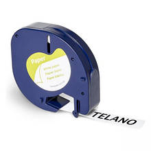 Стрічка для принтера етикеток UKRMARK D-91200-BK/WT, сумісна з DYMO 91200/S0721510, для серії LT. 12мм х 4м. black on white