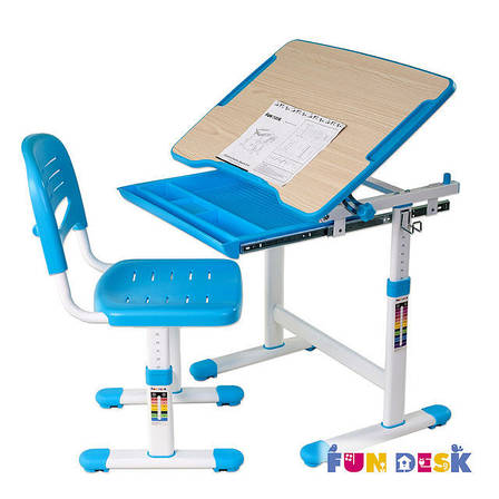 Комплект парта і стілець-трансформери FunDesk Piccolino Blue, фото 1
