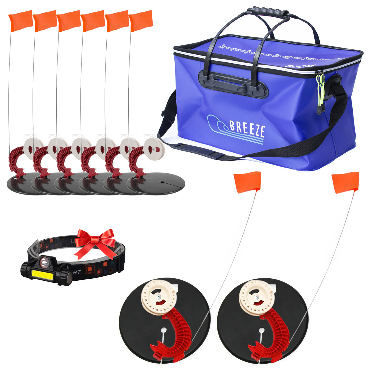 Набір жерлиць щука з гальмом не оснащена 10шт в EVA сумці для риболовлі, фото 1