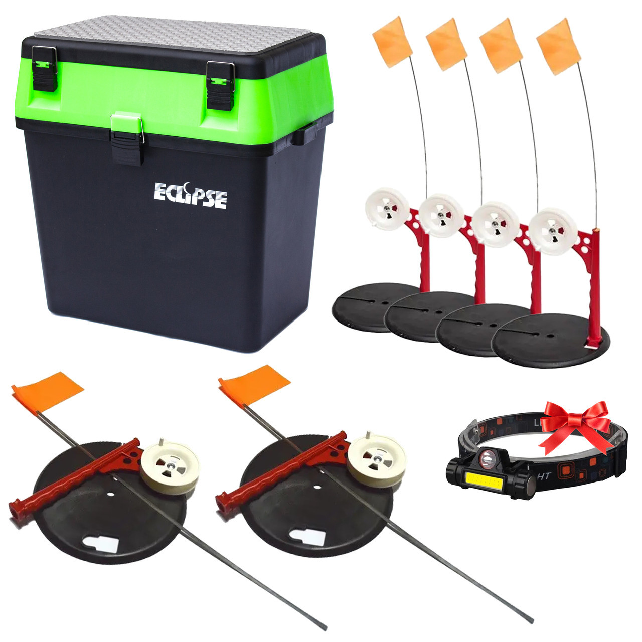 Жерлиця зимова не оснащена 10шт ПРОФМОНТАЖ в ящику для риболовлі зелена, фото 1