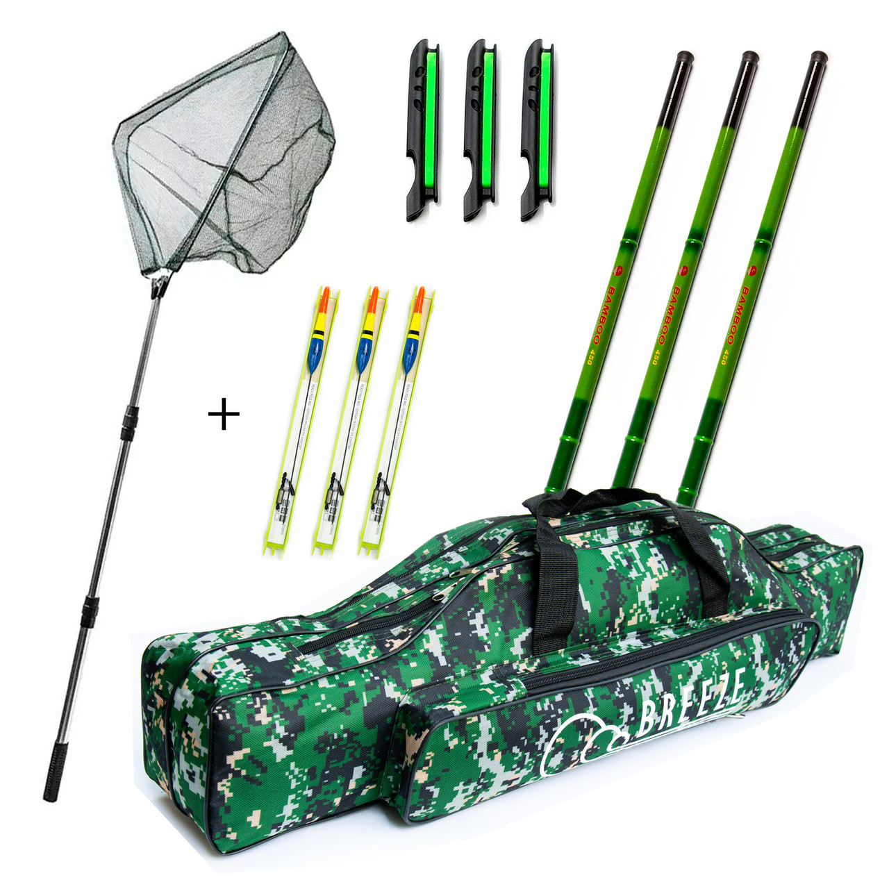 Набір BAMBOO Махова вудка Джокер 6.3м 3 шт. Підсак рибальський Чохол для вудилищ ТМ, фото 1