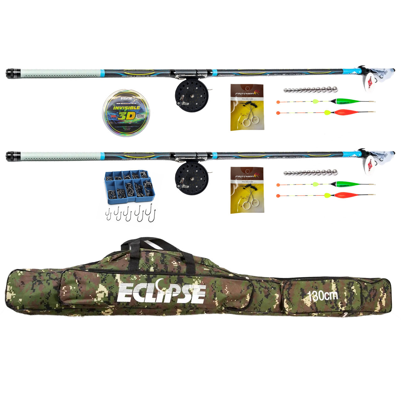 Набір вудилищ для лову на поплавець DAY MATCH 5.00м + Котушка Kaida 809 + Чохол + волосінь 3D Eclipse 0,20мм ТМ, фото 1