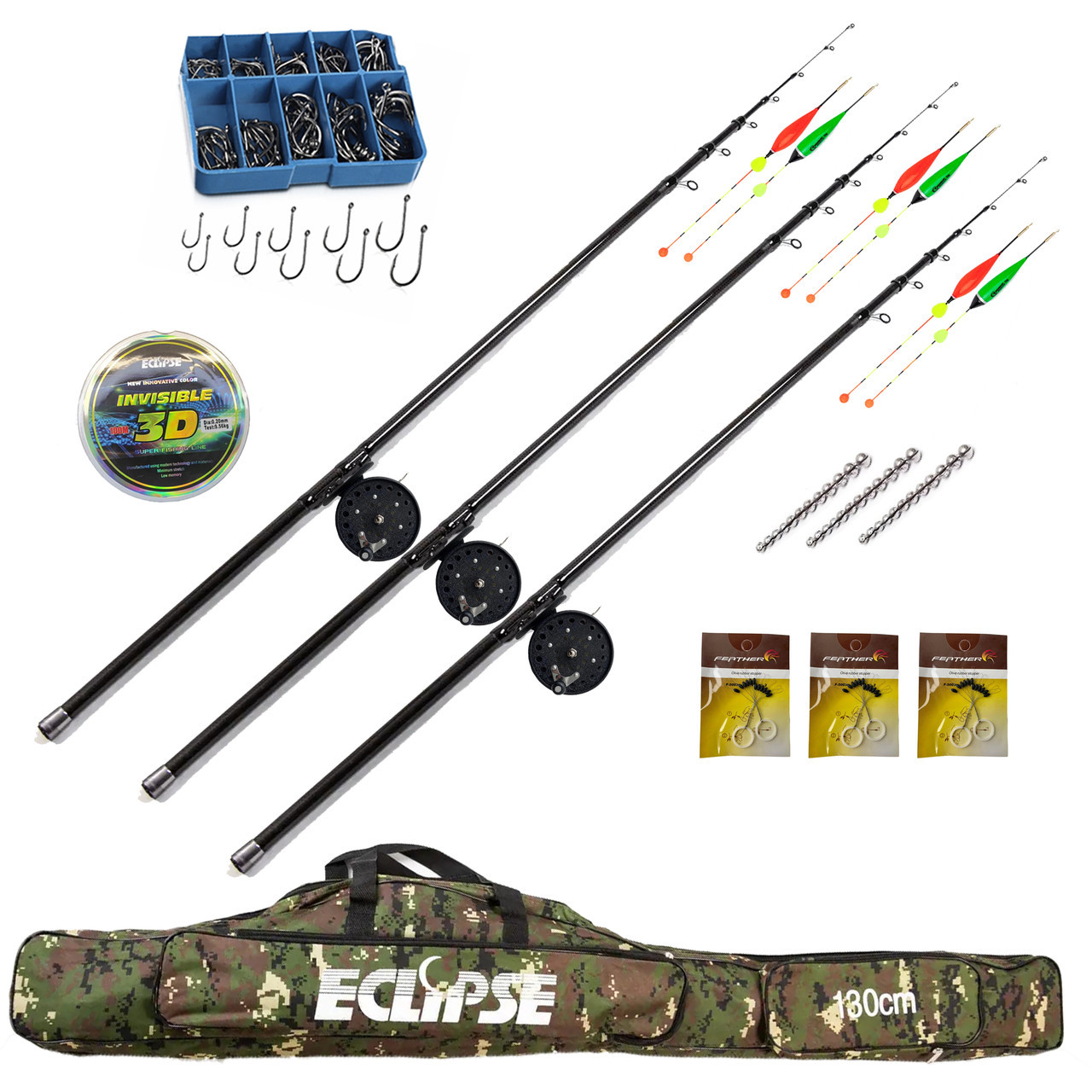 Набір вудилищ для лову на поплавець MIKADO 4.00м Princess + Котушка + Чохол + волосінь 3D 0,20мм 150m ТМ, фото 1