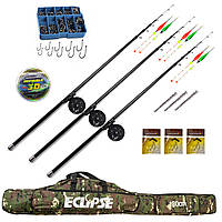 Набір вудилищ для лову на поплавець MIKADO 4.00м Princess + Котушка + Чохол + волосінь 3D 0,20мм 150m ТМ