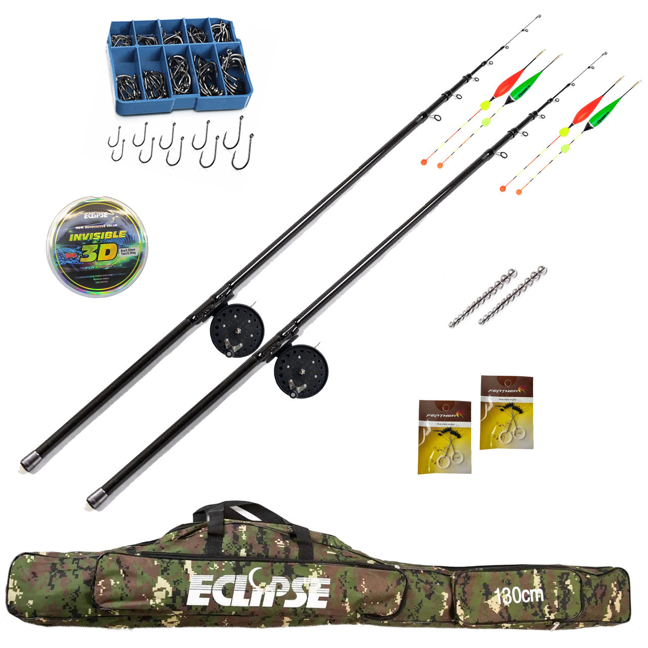 Набір вудилищ для лову на поплавець MIKADO 4.00м Princess + Котушка + Чохол + волосінь 3D 0,20мм 100m ТМ, фото 1