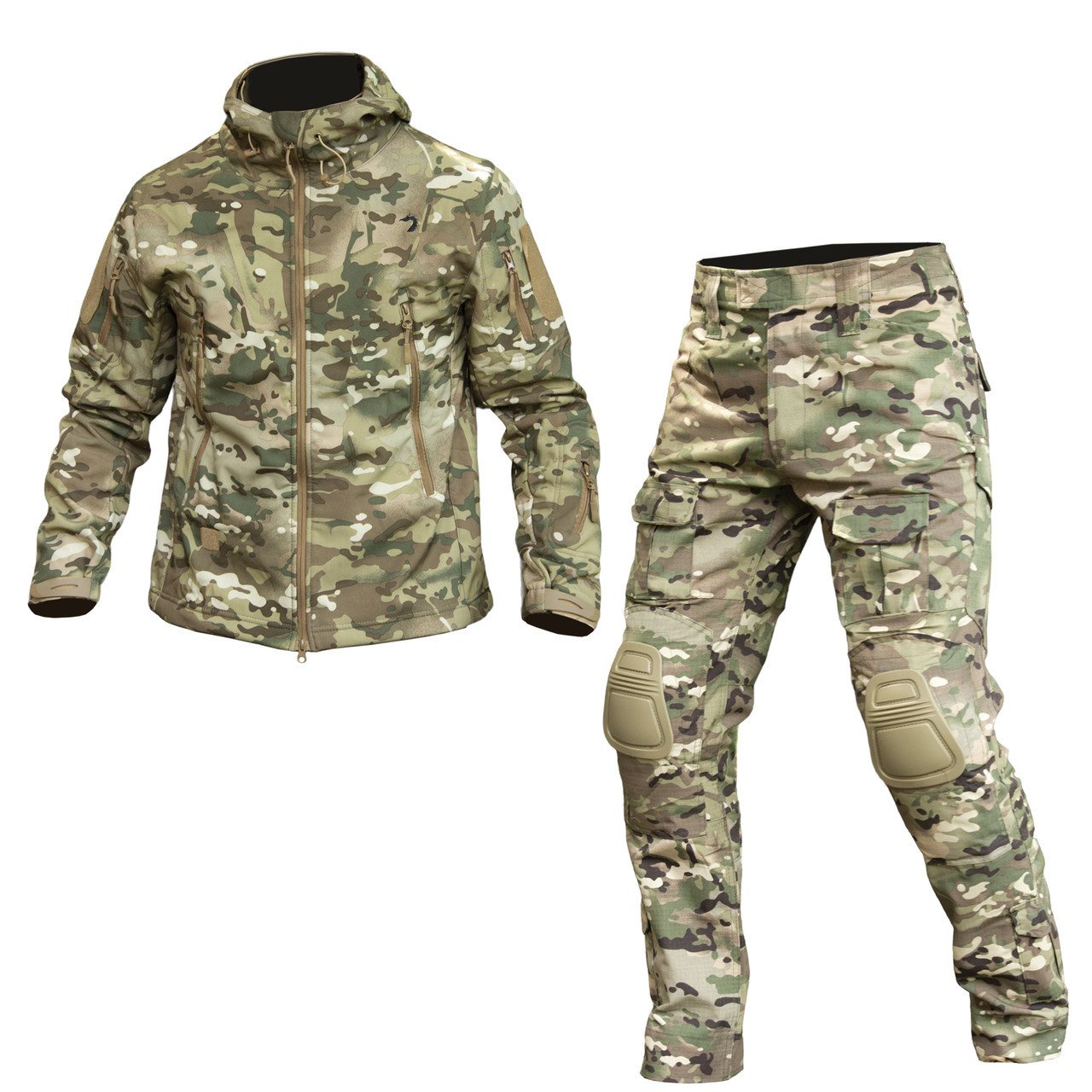 Комплект форми Soft Shell Caiman мультикам куртка та штани G2 з наколінниками ТМ