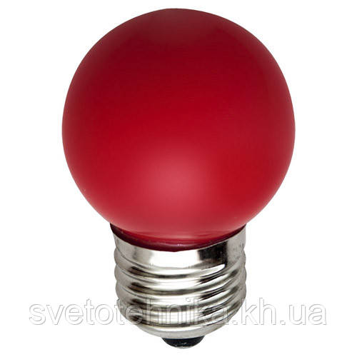 Светодиодная лампа Feron LB37 Е27 1W типа G45 "шар" красная для декоративного освещения - фото 1 - id-p439590141