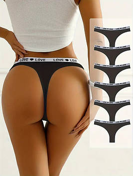 Безшовні еластичні дихаючі трусики-стрінгі з принтом. Комплект 6 штук р. М