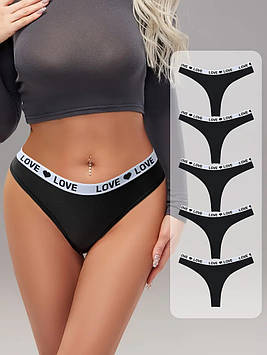 Безшовні еластичні дихаючі трусики-стрінгі з принтом. Комплект 5 штук р. S