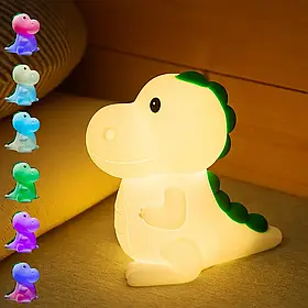 Нічник іграшка Динозаврик Led RGB силіконовий із вбудованим акумулятором на 100 годин iC227
