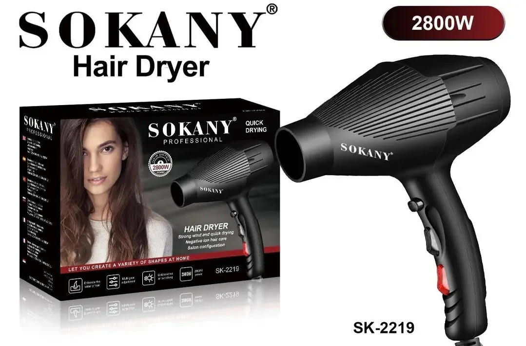 Потужний фен для волосся 2800 Вт SOKANY SK-2219 (2 температурні режими) Фен професійний перукарський SV227