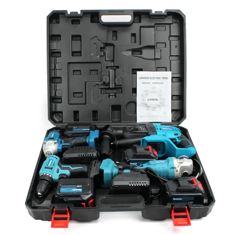 Набір інструментів 4в1 акумуляторна кутова шліфувальна машина болгарка, перфоратор, гайковерт, шурупокрут SV227, фото 1