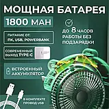Мінівентилятор настільний акумуляторний USB з RGB-підсвіткою портативний юсб на батареї від павербанка BZ SV227, фото 5