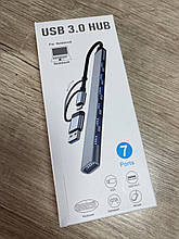 Hub USB/Type C (3.0) 2в1 для Macbook або Phone 7 ports, Юсб Хаб перехідник