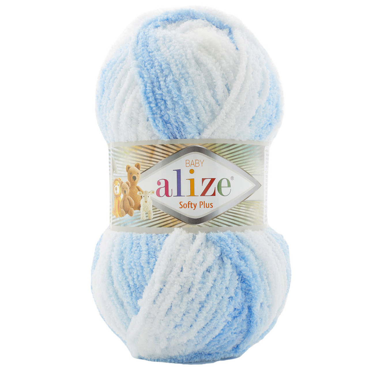 Пряжа Alize Softy PLUS / Софті Плюс, колір № 5865, меланж білий-блакитний