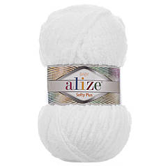 Пряжа Alize Softy PLUS / Софті Плюс, колір № 55, білий
