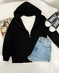 Жіночий базовий осінній теплий батнік тринити на флісі худі на блискавці з капюшоном зипка спортивна кофта