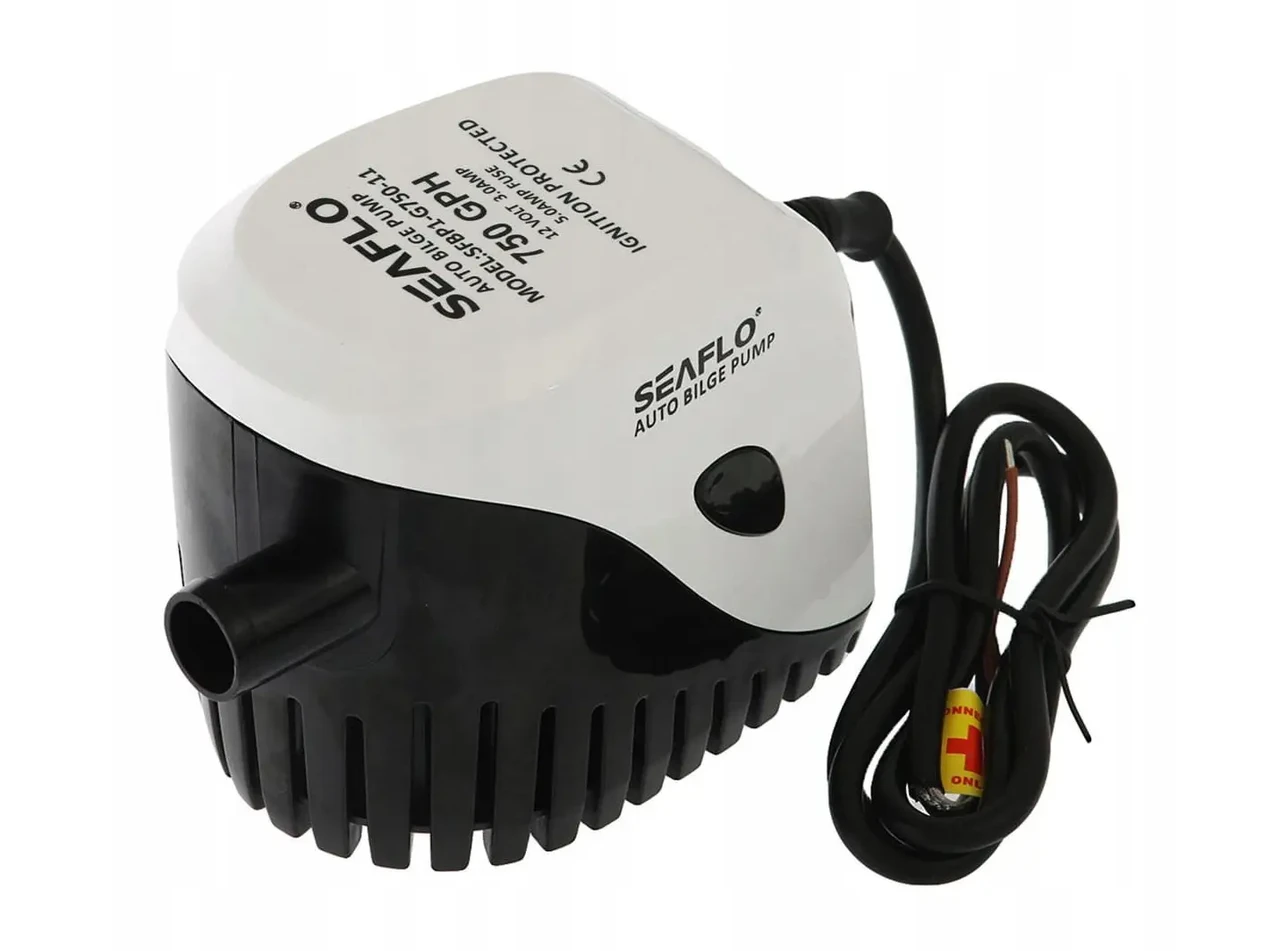 Автоматичний трюмний насос SEAFLO 47л/хв 12V для човна і катера занурювальний з поплавковим вимикачем захист від затоплення, фото 1