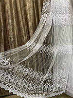 Тюль-вишивка біла з візерунком