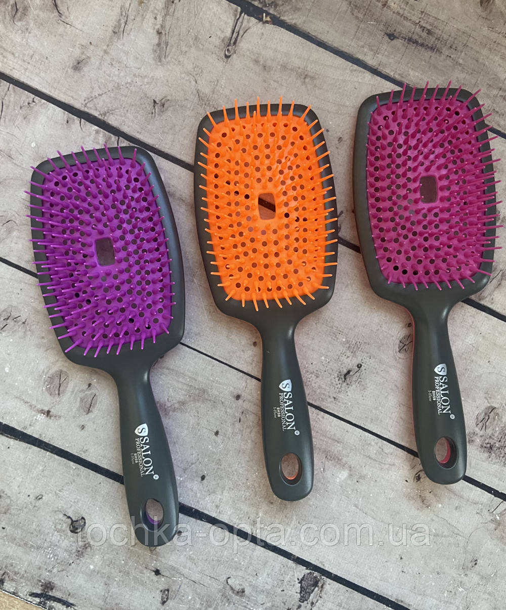 Масажна щітка для волосся SALON PROFESSIONAL силіконова, квадрат, фото 1