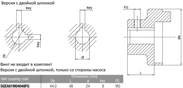 розміри муфти SGEA01M04048FG