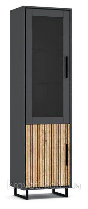 Пенал-вітрина 1В1Д Стелла, Меблі Сервіс, Артисан/венге темний