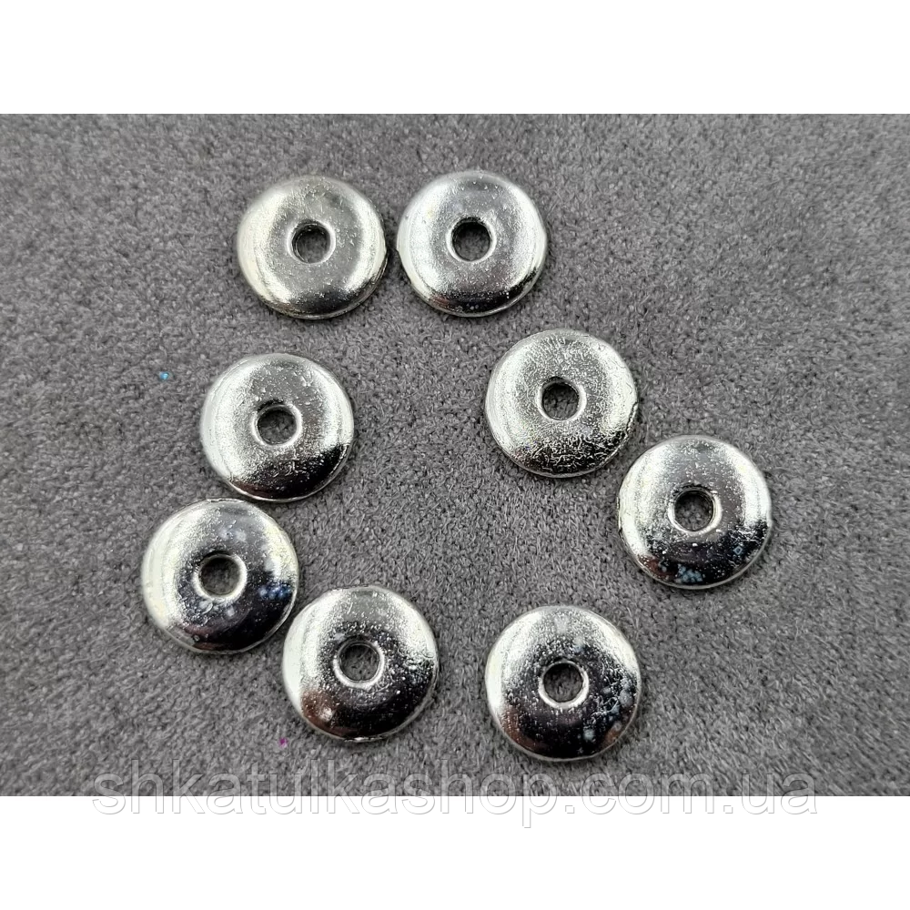(42шт) Намистини-ронделі металеві 10*1,6мм, фото 1