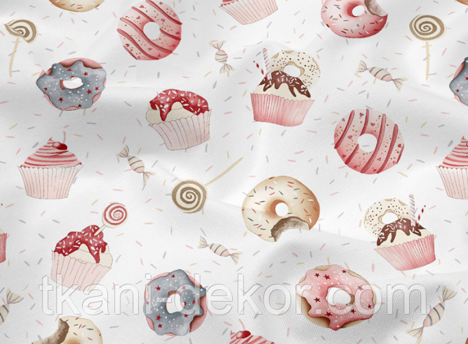 Сатин (хлопковая ткань)  солодощі рожеві (ширина 160см, 120г/м2), фото 1